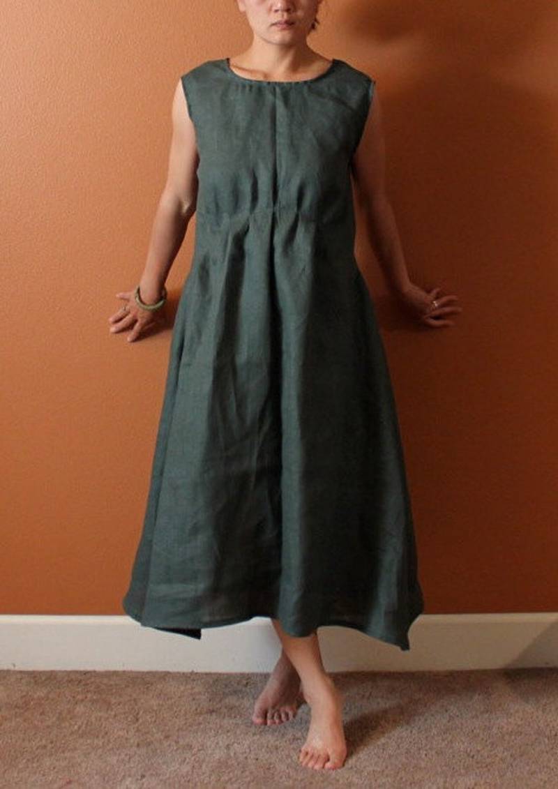 Klavierfalte Indie Damen Leinenkleid Passend Für Listing von linenclothingbyanny