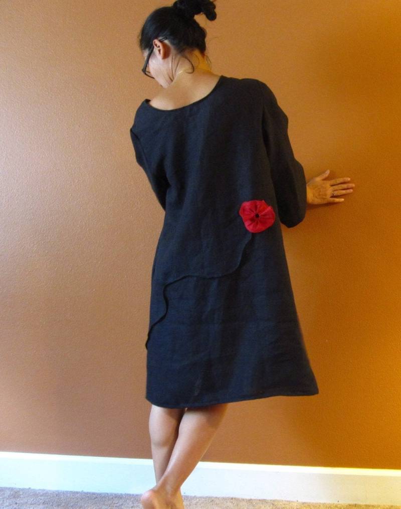 Plissee Blumen Free Line Tucks Leinenkleid von linenclothingbyanny