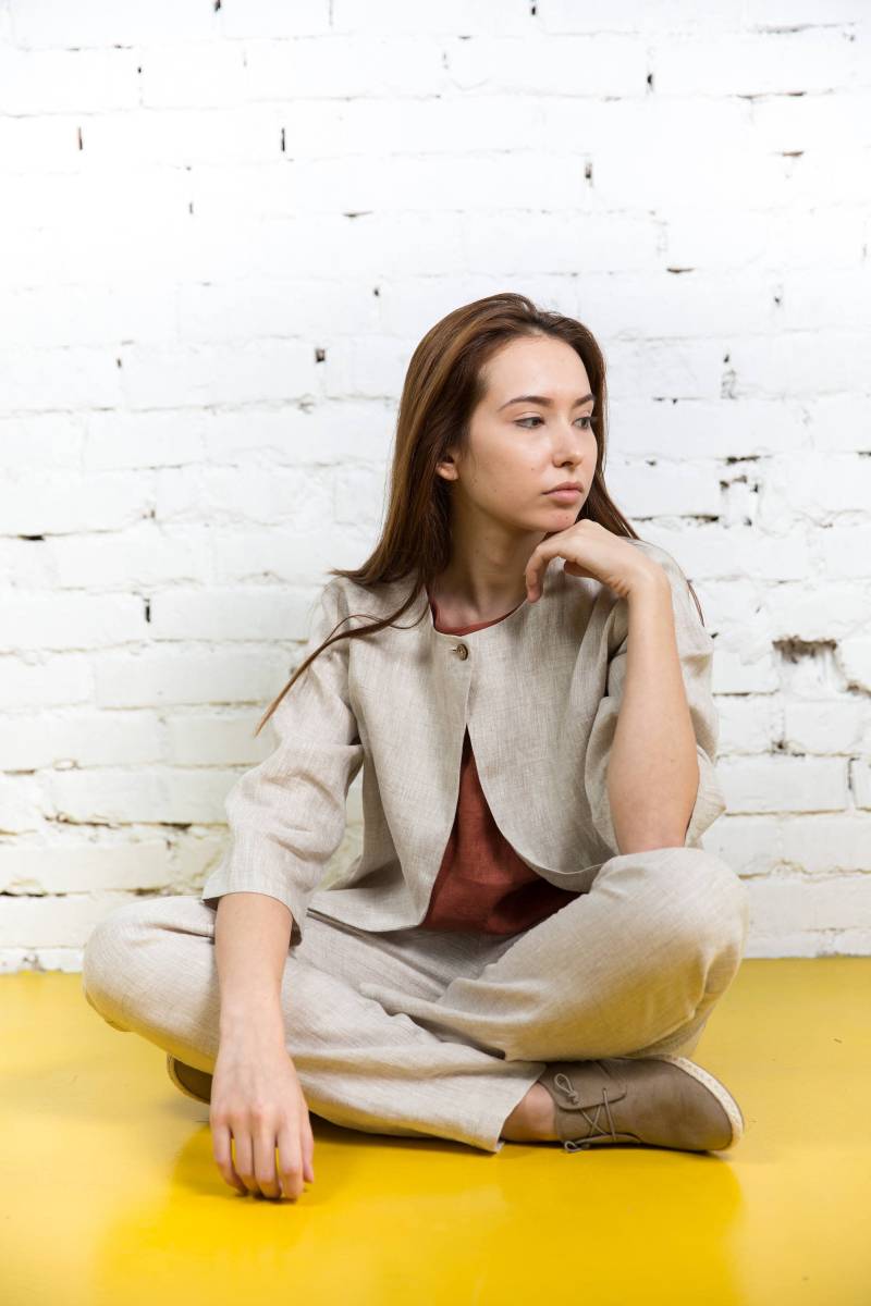 Kurze Leinenjacke Alvina/Leinen-Kimonojacke von linenfairytales