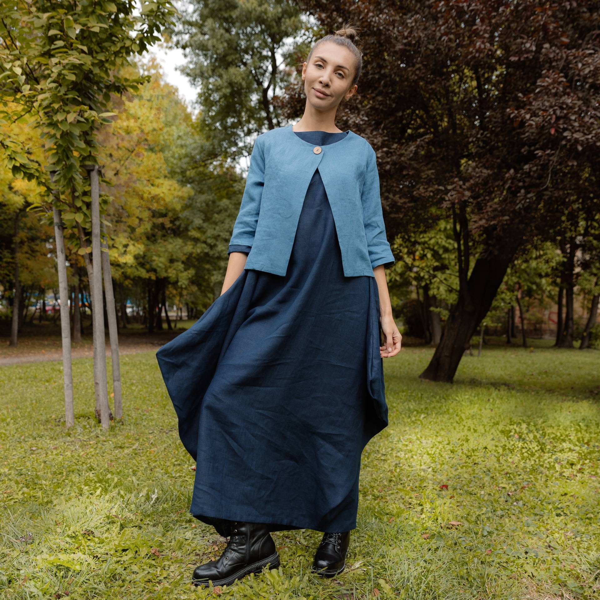 Kurzer Leinen Mantel Alvina/strickjacke Wrap Tunika von linenfairytales