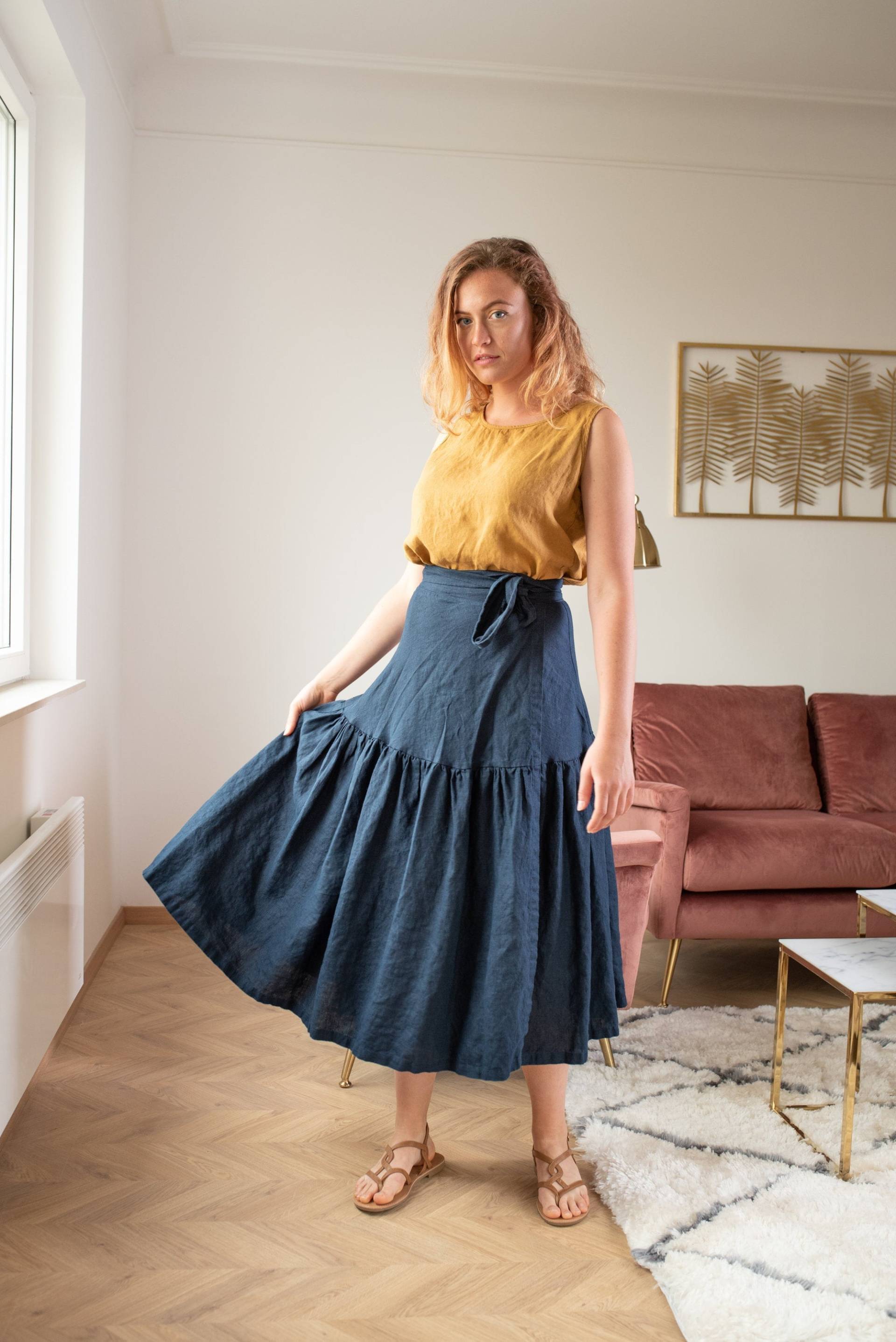 Langer Leinen Wickelrock Melody/Maxi Rock von linenfairytales