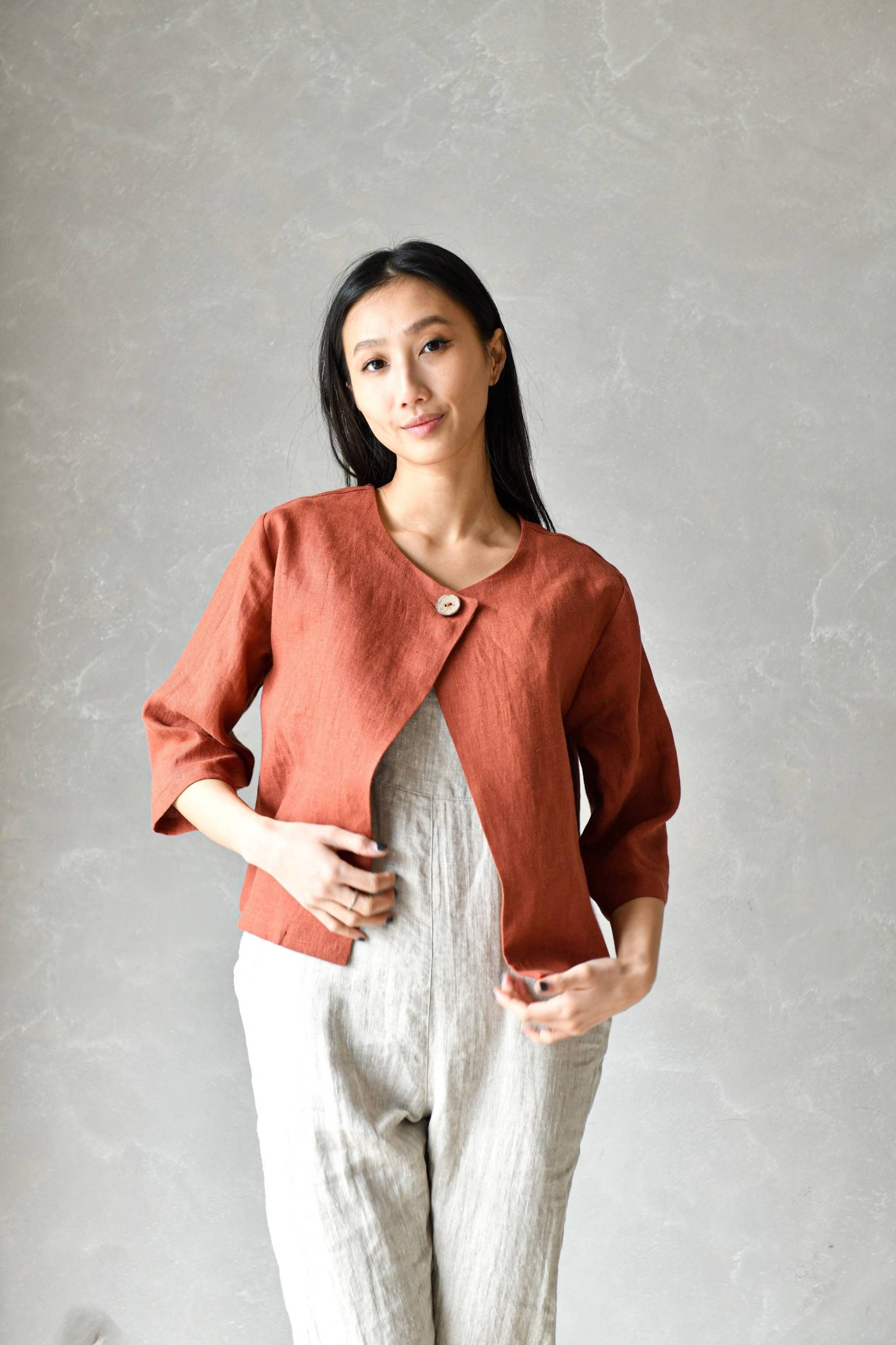 Leinen Bolero Jacke, Kurzer Kimono, Kurzjacke, Kurzmantel Alvina, Kleidung Damen von linenfairytales