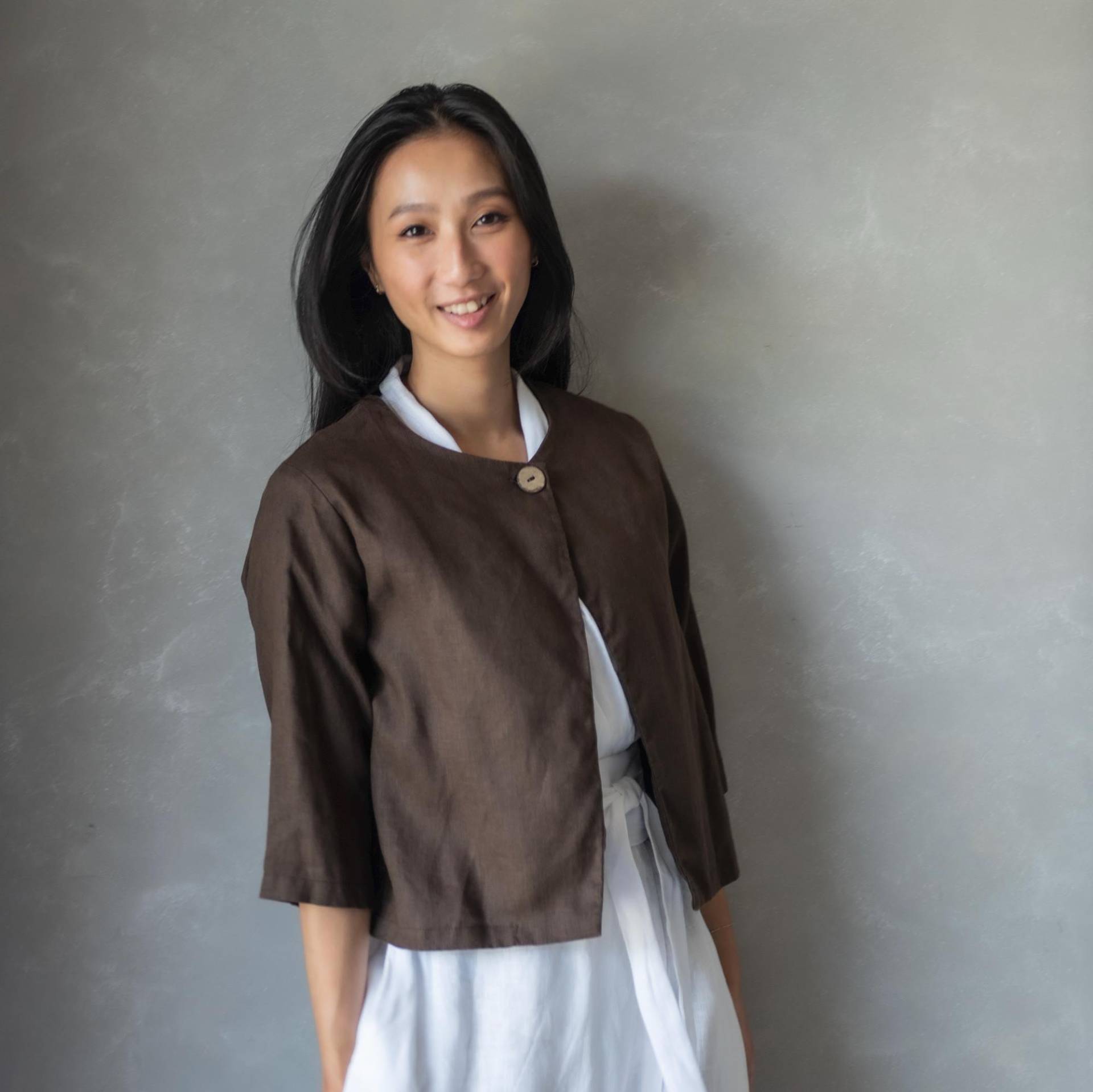 Leinen Bolero Jacke, Kurzer Mantel, Brauner Bolero, Top Damen, Kimono Sommermantel Alvina von linenfairytales