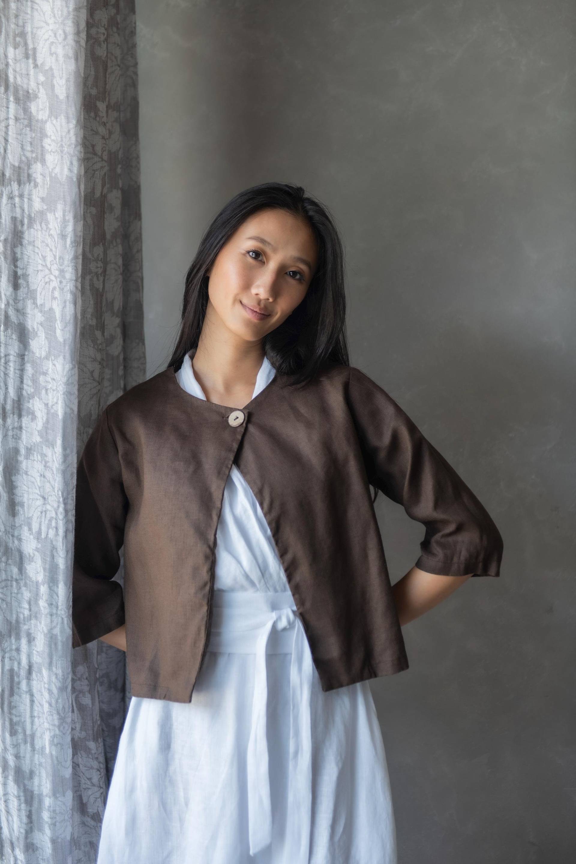 Leinen Bolero Jacke, Kurzer Mantel, Crop Top, Kimono, Kurzjacke Alvina, Kleidung Damen von linenfairytales