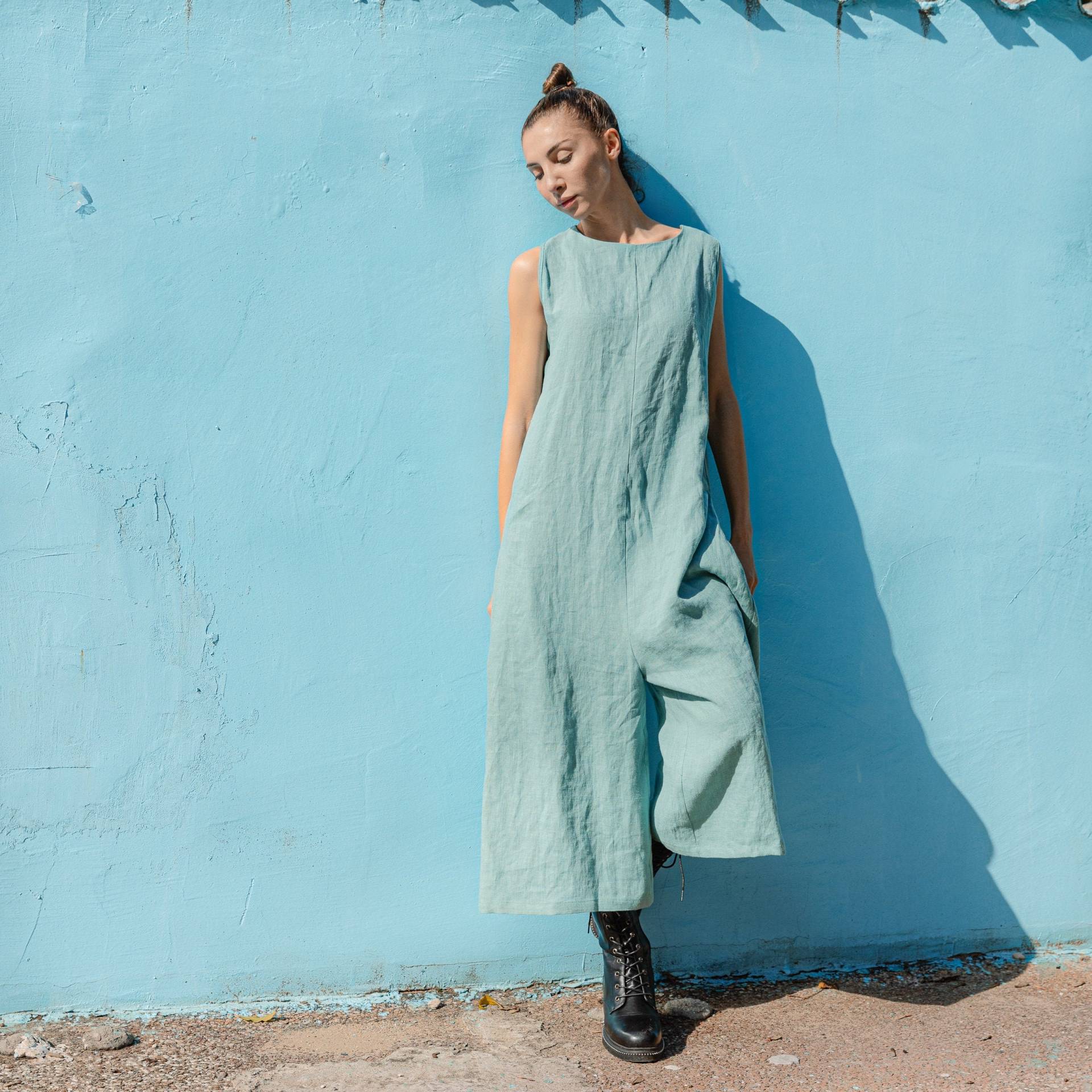 Leinen Harem Jumpsuit Jane/Für Frauen Mit Weitem Bein von linenfairytales