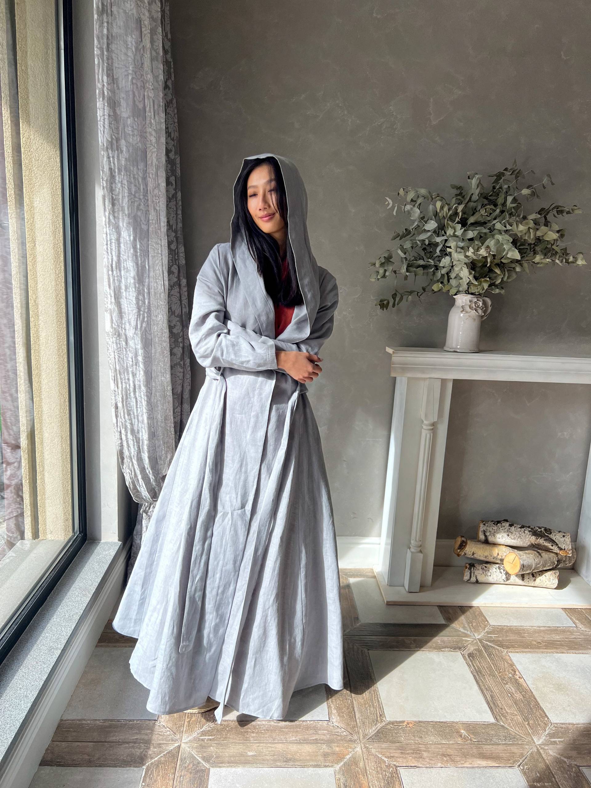 Leinen Mantel Mit Kapuze, Langer Umhang, Prinzessin Mantel, Mittelalter Umhang Grace, Duster von linenfairytales