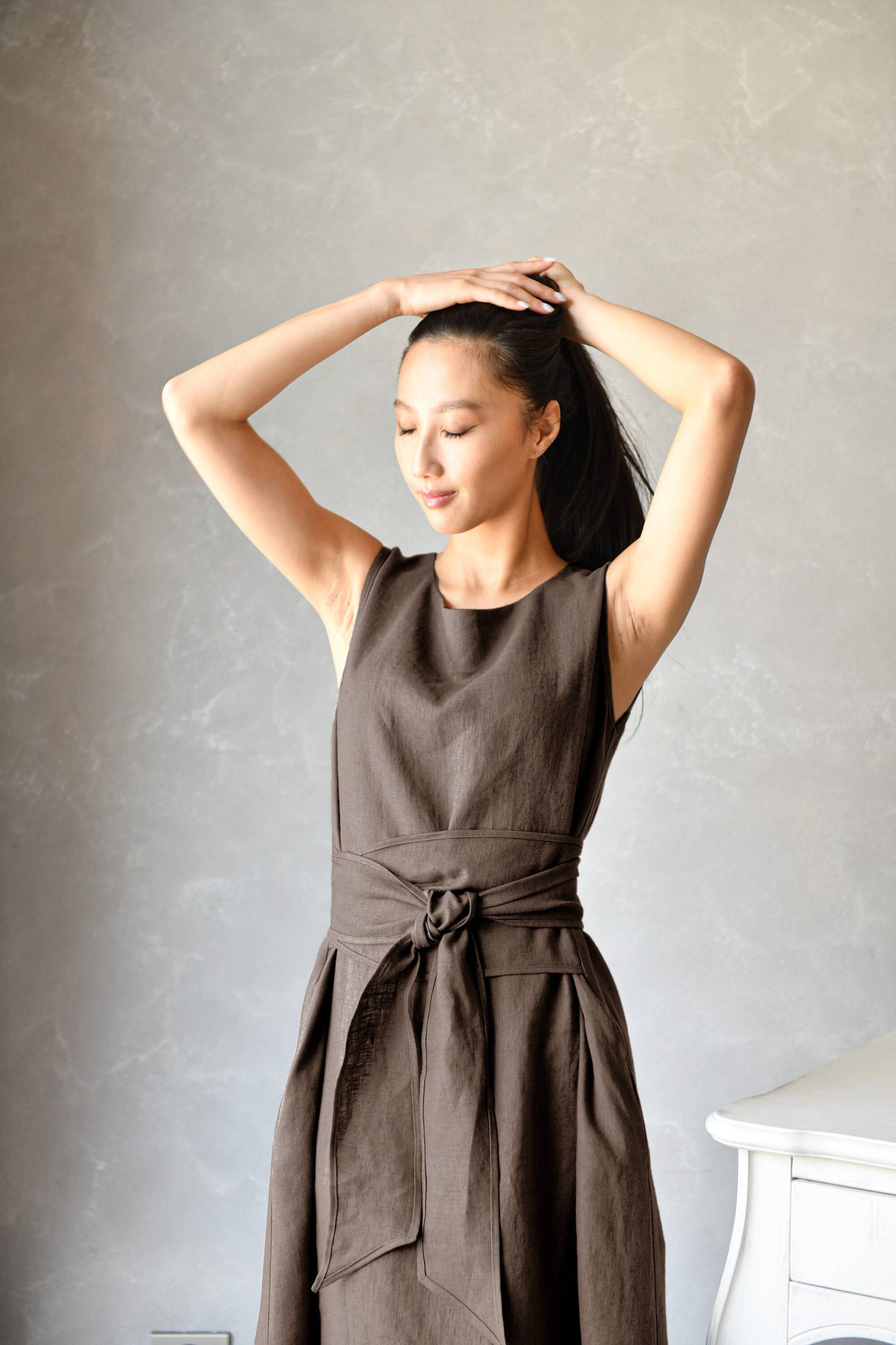 Leinen Multiway Kleid, Kimono Shirt Kleid Daphne, Ärmelloses von linenfairytales