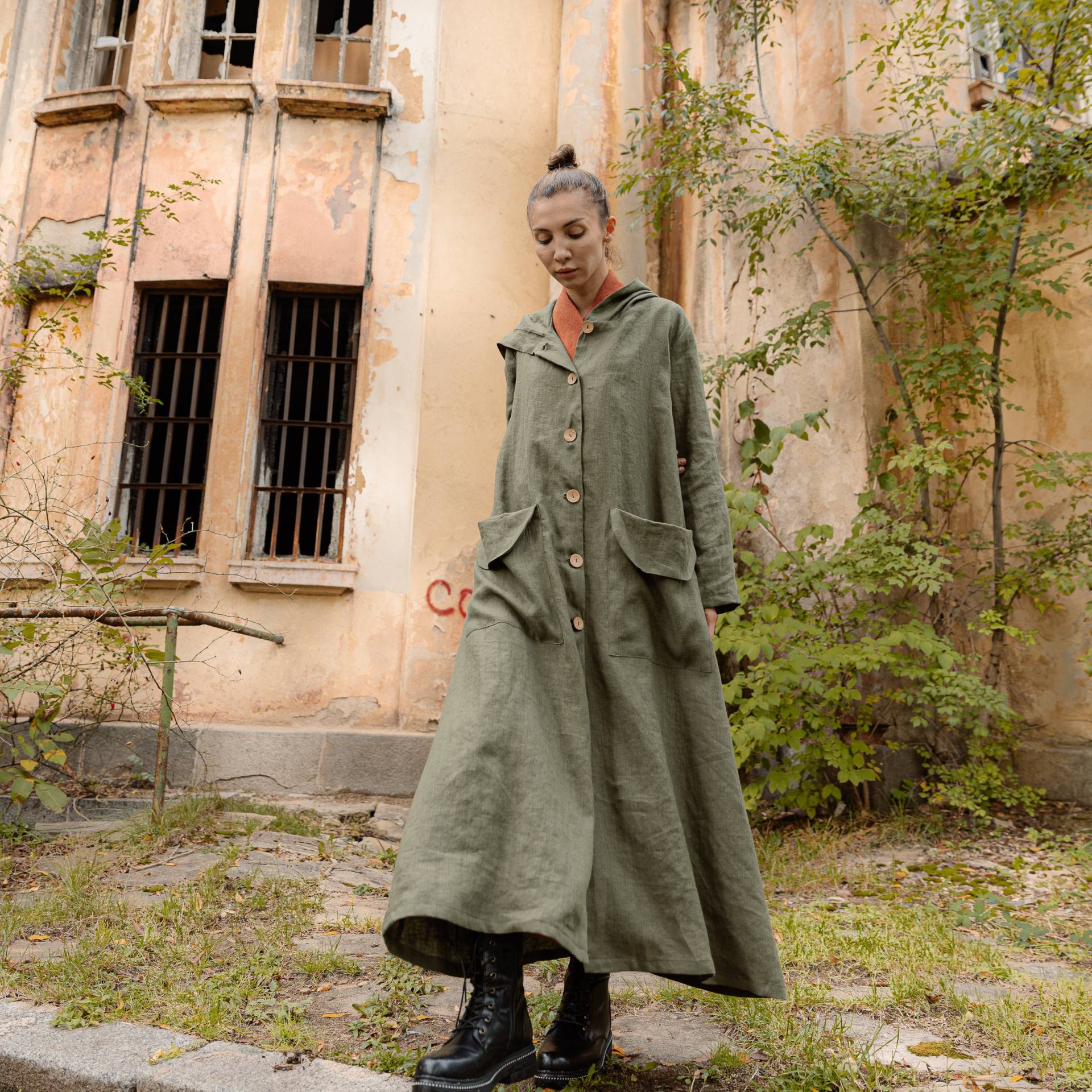 Leinen Umhang Mit Kapuze/Kapuzen Cape Cardigan Mantel von linenfairytales