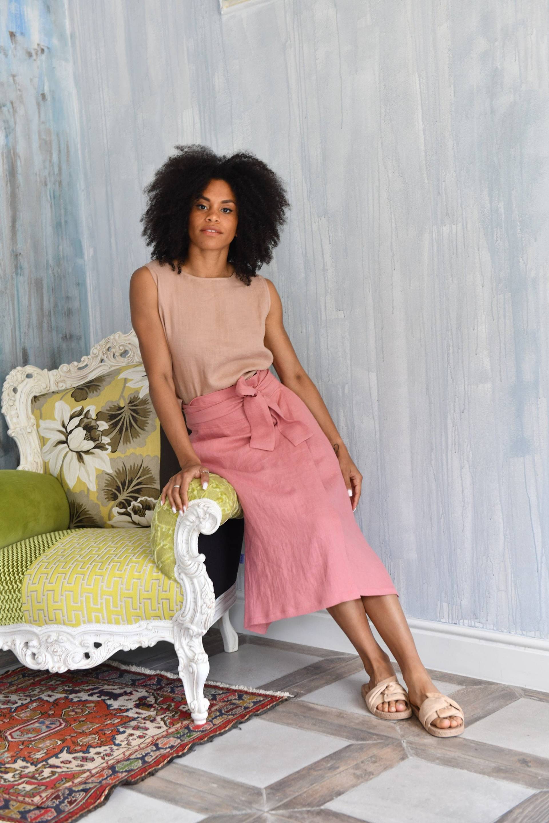 Leinen Wickelrock Fay/Langer Leinenrock Maxi Leinenröcke von linenfairytales