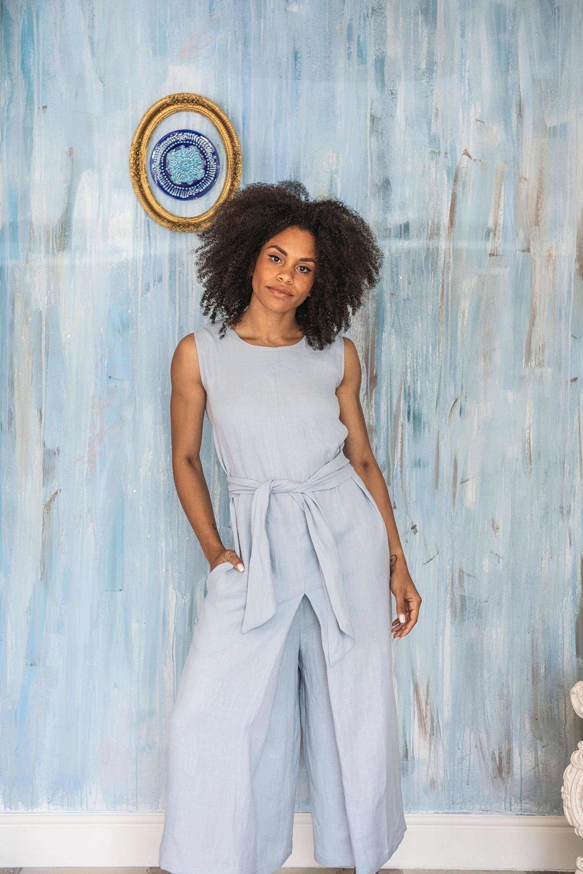 Weites Bein Leinen Jumpsuit Gretel von linenfairytales