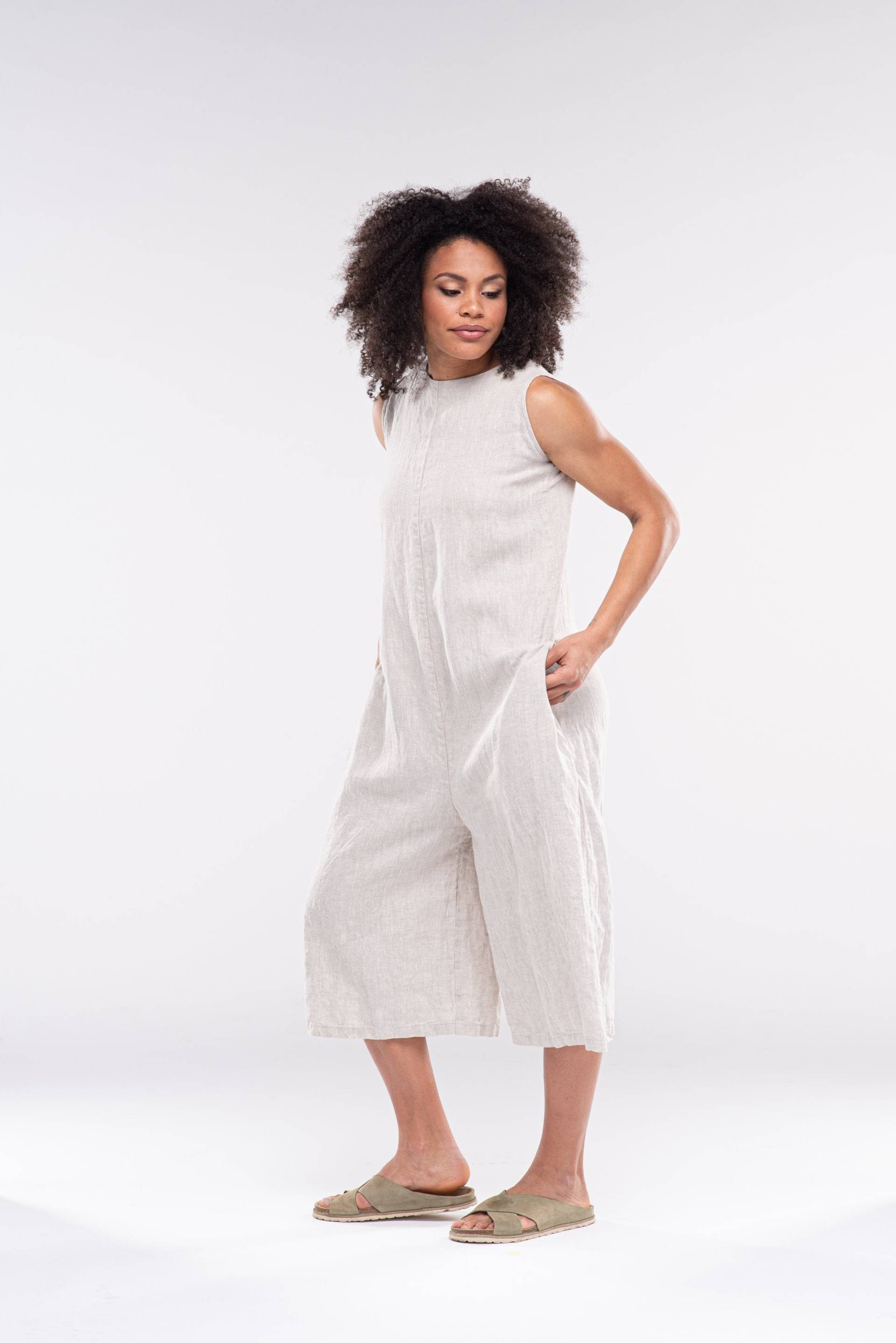 Weites Bein Leinen Jumpsuit Jane/Overall Sommer Romper von linenfairytales