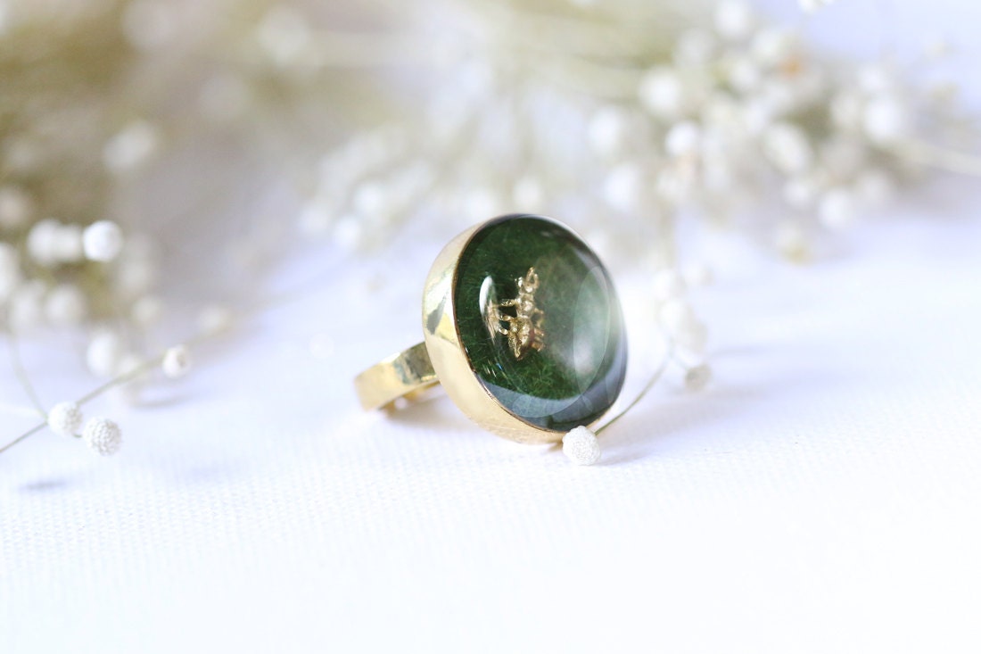 Ameise Auf Gras Ringe, Charm Ringe, Golssy Ringe, Natur Ringe, Tier Ringe, Alltagsringe, Charm Ameisen Ringe, Rustikale Ringe von linenjewelryshop