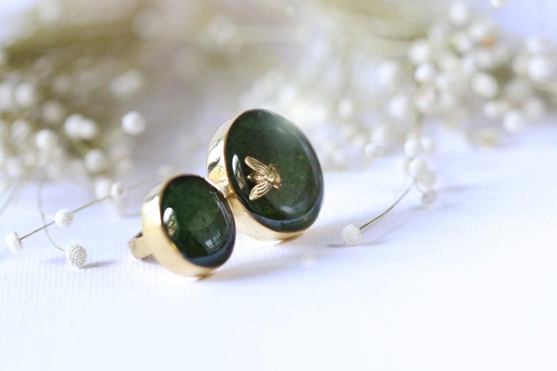 Fliegen Ringe, Miniatur Tier Ringe, Fliegen Auf Gras Ringe, Täglich Ringe, Natur Ringe, Tier Ringe, Charme Ringe, Kleine Rustikale Ringe, Doppelringe von linenjewelryshop