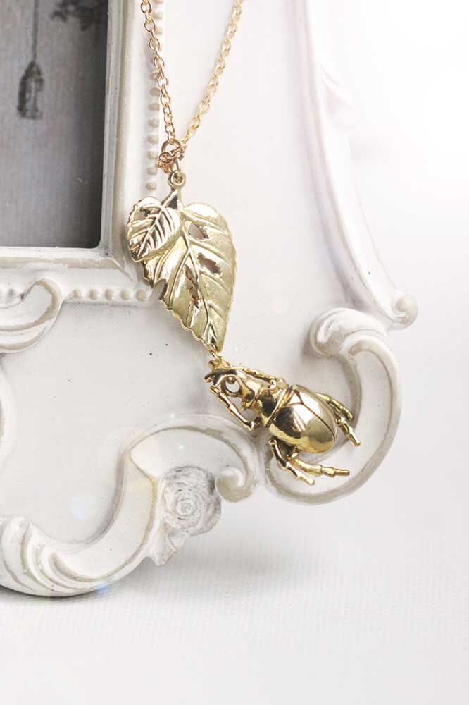 Goldene Marienkäfer Halskette/Anhänger Modeschmuck Leinen Schmuck von linenjewelryshop