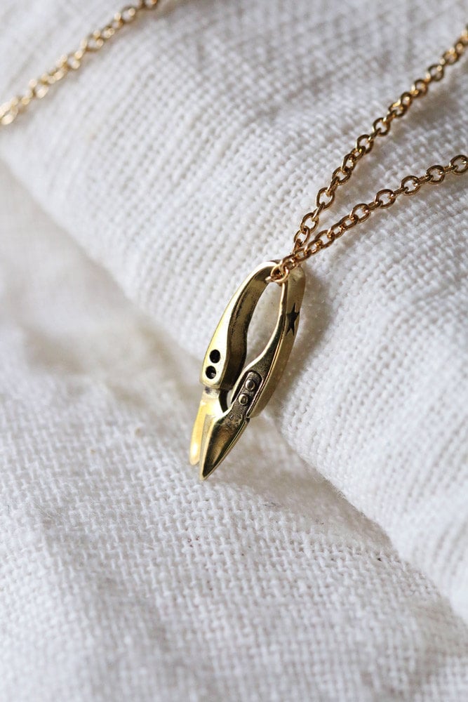 Kleine Schere Halskette/Anhänger Leinen Schmuck Für Den Alltag von linenjewelryshop