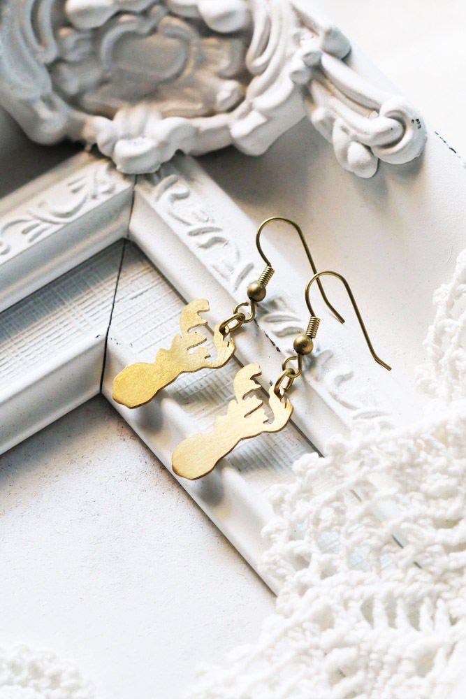 Kleiner Hirsch Ohrring/Draht Leinen Schmuck Alltags von linenjewelryshop