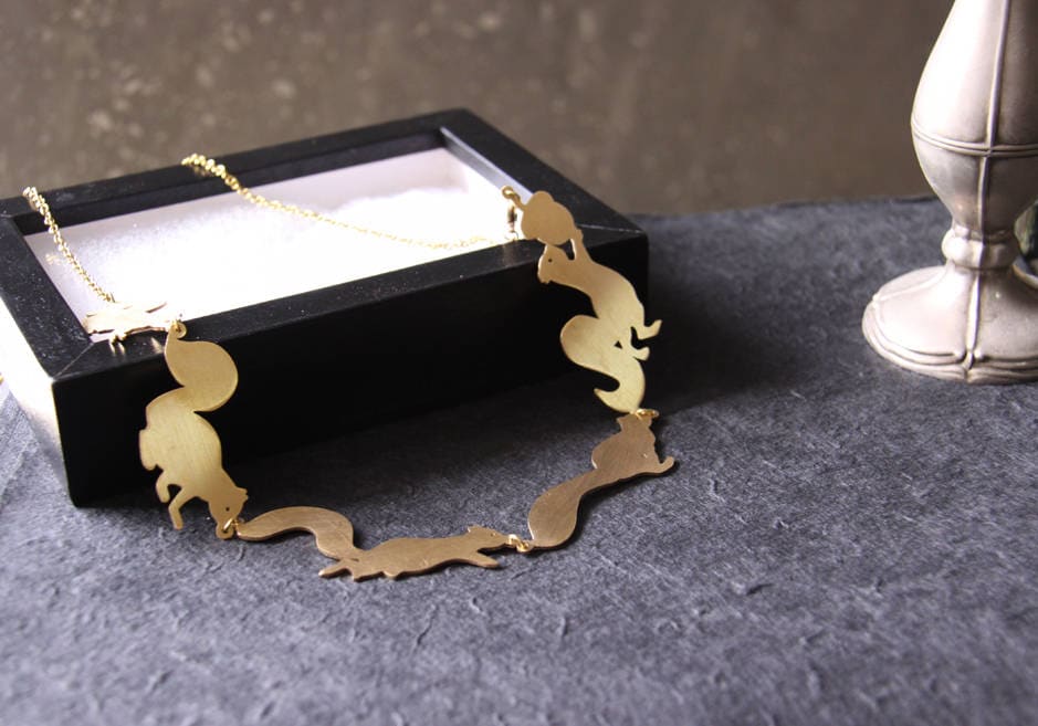 Laufende Eichhörnchen/Goldene Kette Halskette Für Den Alltag von linenjewelryshop