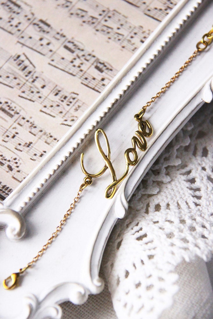 Love Messing Armband Original Made Und Design Von Linen Jwelry/Jeden Tag Schmuck Gold Kettenarmband von linenjewelryshop