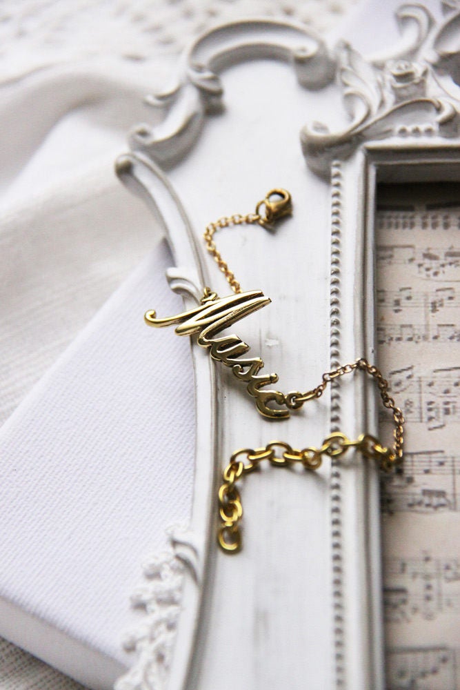 Musik Armband/Gold Leinen Schmuck von linenjewelryshop