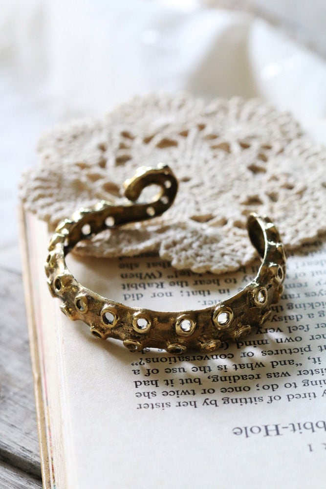 Oktopus Armreif/Handschellen Leinen Schmuck Alltags von linenjewelryshop