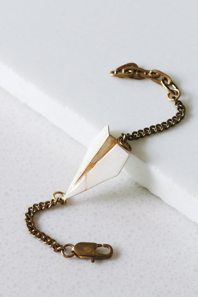 Papierflieger Armband Original Und Design By Linen Jewelry/Handgemachtes Unikatschmuck Origami Schmuck von linenjewelryshop