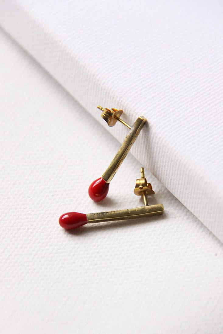 Red Matches Ohrstecker von linenjewelryshop