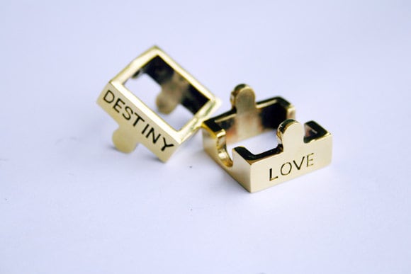 Schicksal Und Liebe Jigsaw Ring, Puzzle Ring, Statement Messing Gold Destiny & Love Ring von linenjewelryshop