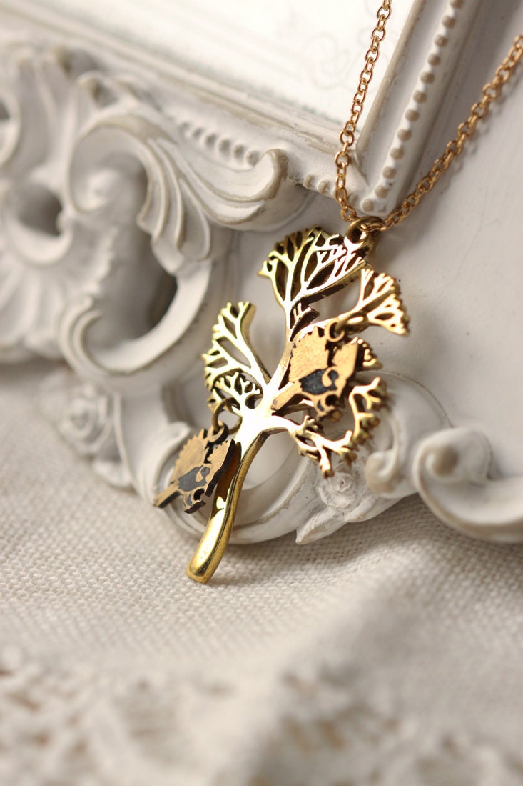 Süsse Kleine Vögel Und Baum Anhänger, Kleine Anhänger, Designed Anhänger von linenjewelryshop