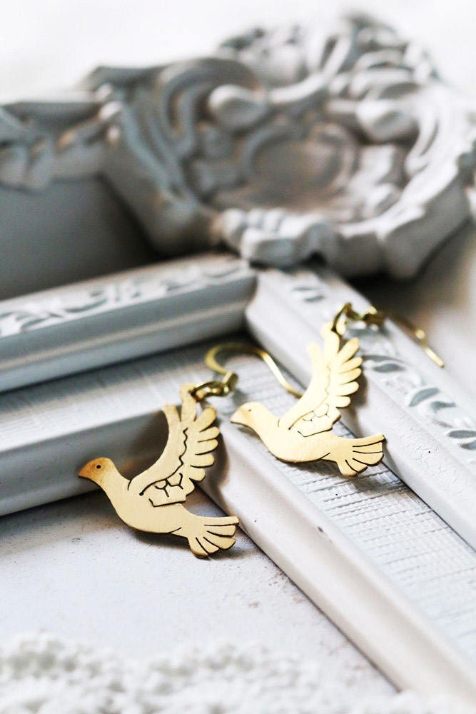 Taube Ohrring Original Design By Linen Jewelry/Jeden Tag Draht von linenjewelryshop