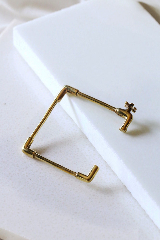 Wasserhahn Armreif/Hahn Handschellen Leinen Schmuck Armband Messingarmband Mode von linenjewelryshop