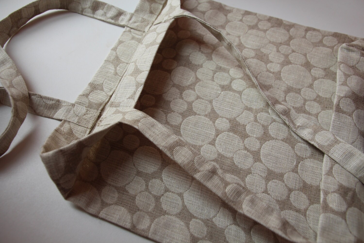 Hell Beige Leinen Einkaufstasche - Kreise Muster Hell Beige Leinen Einkaufstasche - Kreise Muster von linenquality