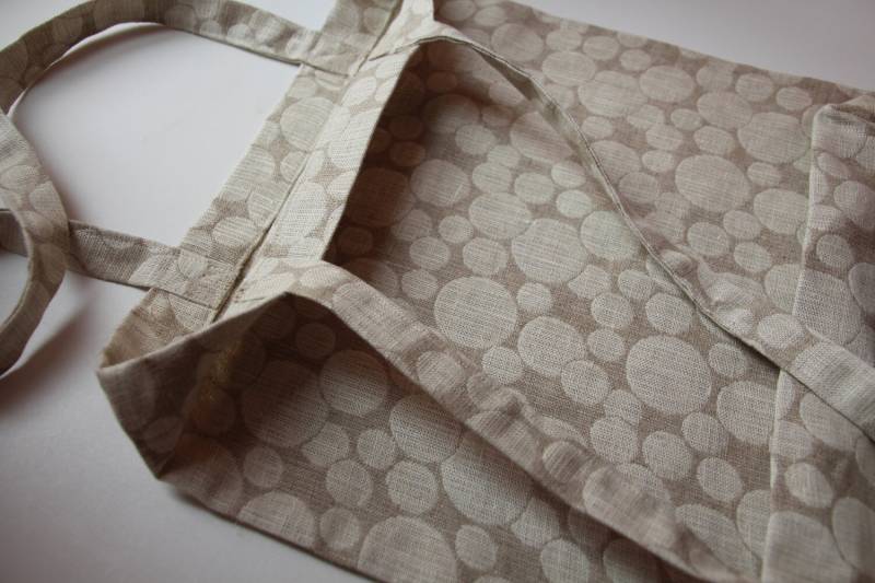 Hell Beige Leinen Einkaufstasche - Kreise Muster Hell Beige Leinen Einkaufstasche - Kreise Muster von linenquality