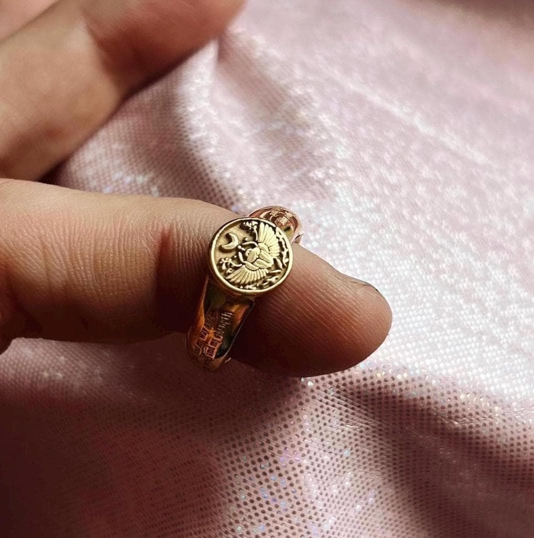 Skarabäus Gravierter Runder Siegelring Aus 925Er Silber Skarabäus Gravierter Runder Siegelring Aus 925Er Silber von linerworks