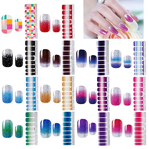 14 Blatt Glitzer Nagelfolien Selbstklebend Set Nagelaufkleber Nail Art Aufkleber Nagelfolie Nagellackfolie Nagellack Folie Nagel Kunst Sticker Tattoos Nagelsticker Abziehbilder Nageldesign Nageldeko von linjinde