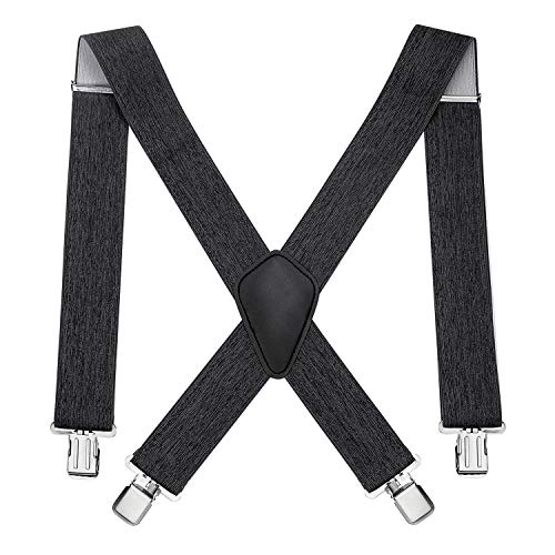 linjinde Hosenträger für Herren Breit 5cm mit Extra Stark 4 Metall Clips Lang, Grau Elastische Verstellbar X Form Einheitsgröße für Erwachsene Herren Männer Damen Mann (xxl 120cm) von linjinde