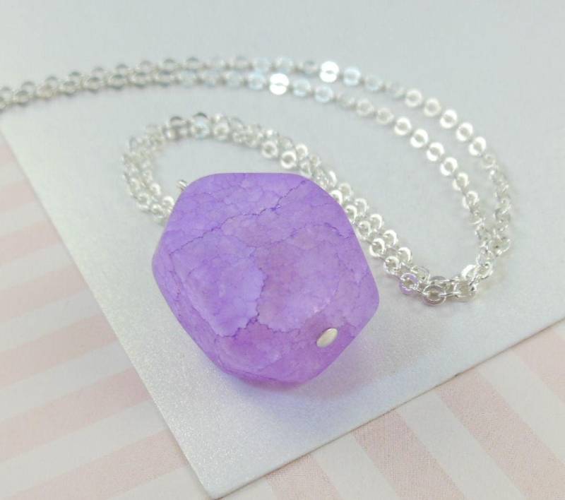 Lila Quarz Chunk Halskette Jones von linkncharms