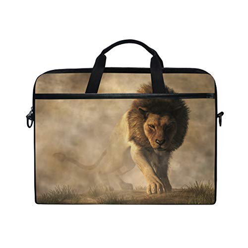 Linomo Laptoptasche Tier-Löwe Laptop-Hülle Aktentasche Messenger Sleeve Laptop-Umhängetasche passend für 13 Zoll 14 Zoll 14,5 Zoll Laptop für Damen Herren Büro Kinder Schule von linomo