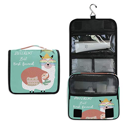 Linomo Hanging Reise Kulturbeutel für Damen und Herren, Süß Faultier Lama Kosmetik Make-up Tasche mit Haken Linomo Hanging Reise Kulturbeutel für Damen und Herren, Süß Faultier Lama Kosmetik Make-up Tasche mit Haken von linomo