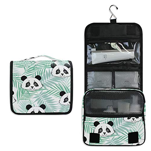 Linomo Hanging Reise Kulturbeutel für Damen und Herren, Süß Panda Gesicht Kosmetik Make-up Tasche mit Haken von linomo