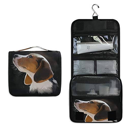 Linomo Hanging Reise Kulturbeutel für Damen und Herren, Süß Tier Hund Kosmetik Make-up Tasche mit Haken von linomo