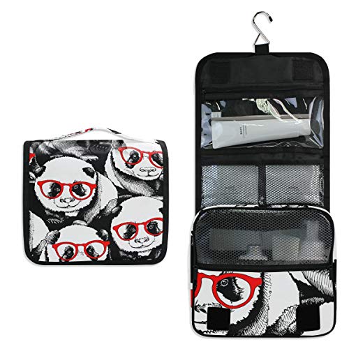 Linomo Hanging Reise Kulturbeutel für Damen und Herren, Tier Panda Bär Kosmetik Make-up Tasche mit Haken von linomo