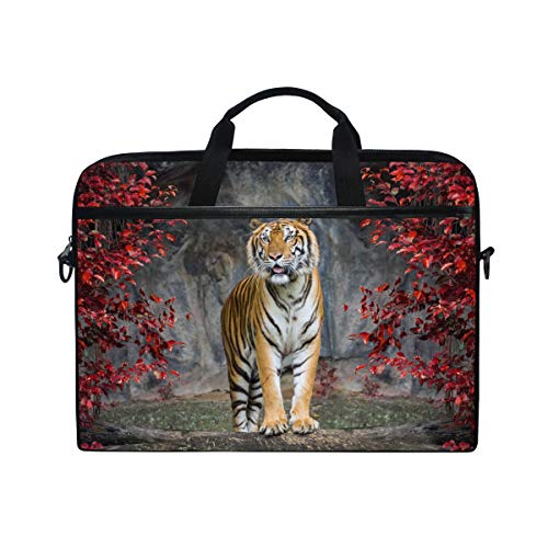 Linomo Laptoptasche mit Tiermotiv und Tigermuster, Laptoptasche, Umhängetasche, Laptoptasche, Schultertasche für 13 Zoll / 35,6 cm Laptop für Damen, Herren, Büro, Kinder, Schule von linomo