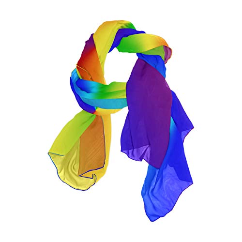 linomo Damen Chiffon Seide Großer Schal Bunt Regenbogen Langer Schal Wickel Seidenschal von linomo