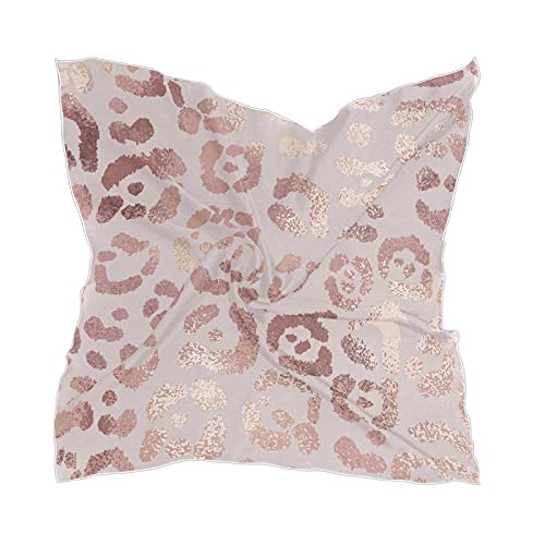 linomo Damen Chiffon Seide Schal Rose Gold Leopard Druck Quadrat Schal Wickel Seidenschal von Linomo