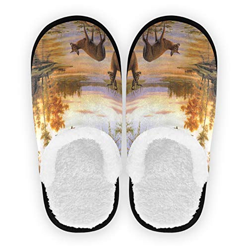linomo Jahrgang Tier Hirsch Hausschuhe für Frauen Männer Kinder, Frauen Hausschuhe Hausschuhe Hausschuhe Hausschuhe Schlafzimmer Reiseschuh von Linomo