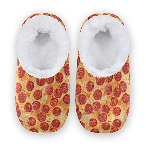 linomo Jahrgang Wurst Pizza Hausschuhe für Unisex Damen Männer Winter Hausschuhe Wärme Drinnen Hausschuhe Schlafzimmer Socken Schuh von linomo