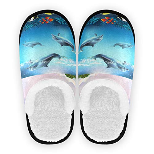 linomo Meer Tier Delphin Hausschuhe für Frauen Männer Kinder, Frauen Hausschuhe Hausschuhe Hausschuhe Hausschuhe Schlafzimmer Reiseschuh von Linomo
