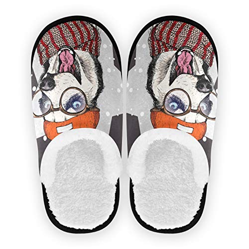 linomo Süß Husky Hund Hausschuhe für Frauen Männer Kinder, Frauen Hausschuhe Hausschuhe Hausschuhe Hausschuhe Schlafzimmer Reiseschuh von linomo
