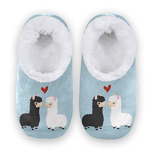 linomo Süß Lama Alpaka Hausschuhe für Unisex Damen Männer Winter Hausschuhe Wärme Drinnen Hausschuhe Schlafzimmer Socken Schuh von linomo
