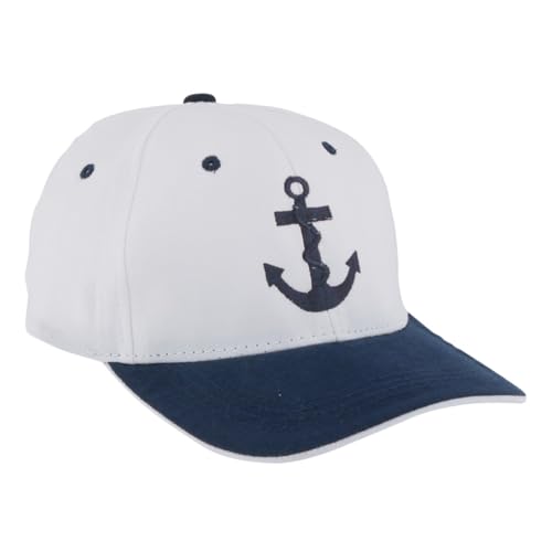 linoows Navy Cap, Baseball Cap, Kapitäns Kappe, Mütze mit Anker Motiv, Weiß/Blau linoows Navy Cap, Baseball Cap, Kapitäns Kappe, Mütze mit Anker Motiv, Weiß/Blau von linoows